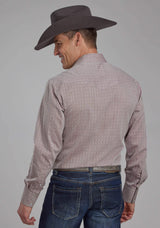 Roper Mens Allover Tone On Tone - Dark Red Long Sleeve Snap Western Shirt - Roper - Flyclothing LLC