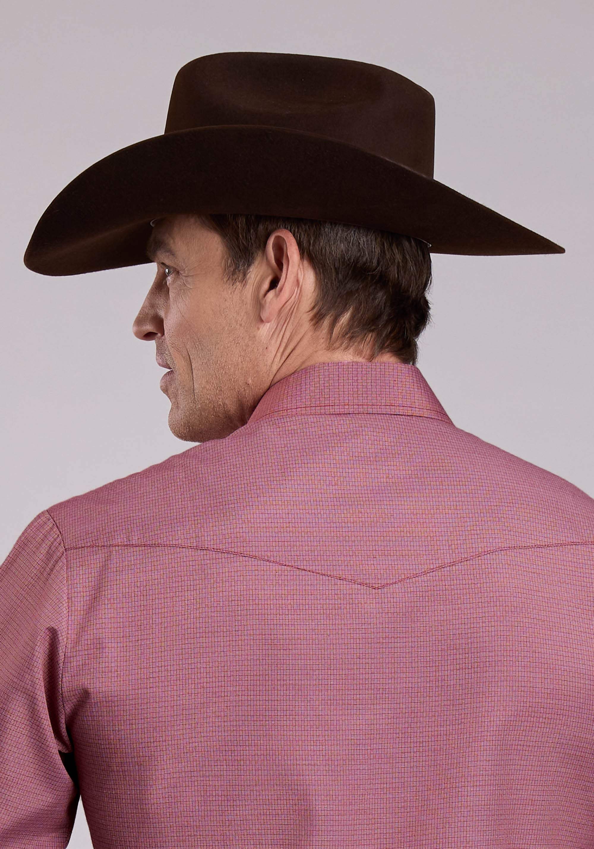 Roper Mens Long Sleeve Snap Red Basket Weave Western Shirt - Roper - Flyclothing LLC