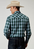 Roper Mens Long Sleeve Snap Ocean Plaid Western Shirt Tall Fit - Roper