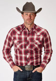 Roper Mens Long Sleeve Snap Red Plaid Western Shirt Tall Fit - Roper