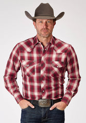 Roper Mens Long Sleeve Snap Red Plaid Western Shirt Tall Fit - Roper
