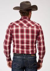 Roper Mens Long Sleeve Snap Red Plaid Western Shirt Tall Fit - Roper
