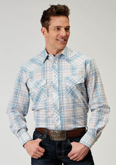 Roper Mens Long Sleeve Snap Multi Plaid Western Shirt Tall Fit - Roper