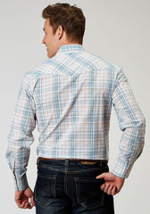 Roper Mens Long Sleeve Snap Multi Plaid Western Shirt Tall Fit - Roper