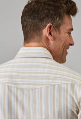 Roper Mens Long Sleeve Snap Neutral Stripe Western Shirt Tall Fit - Roper