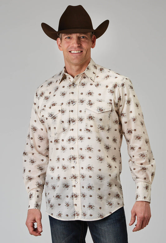Roper Mens Long Sleeve Snap Vintage Floral Western Shirt Tall Fit - Roper