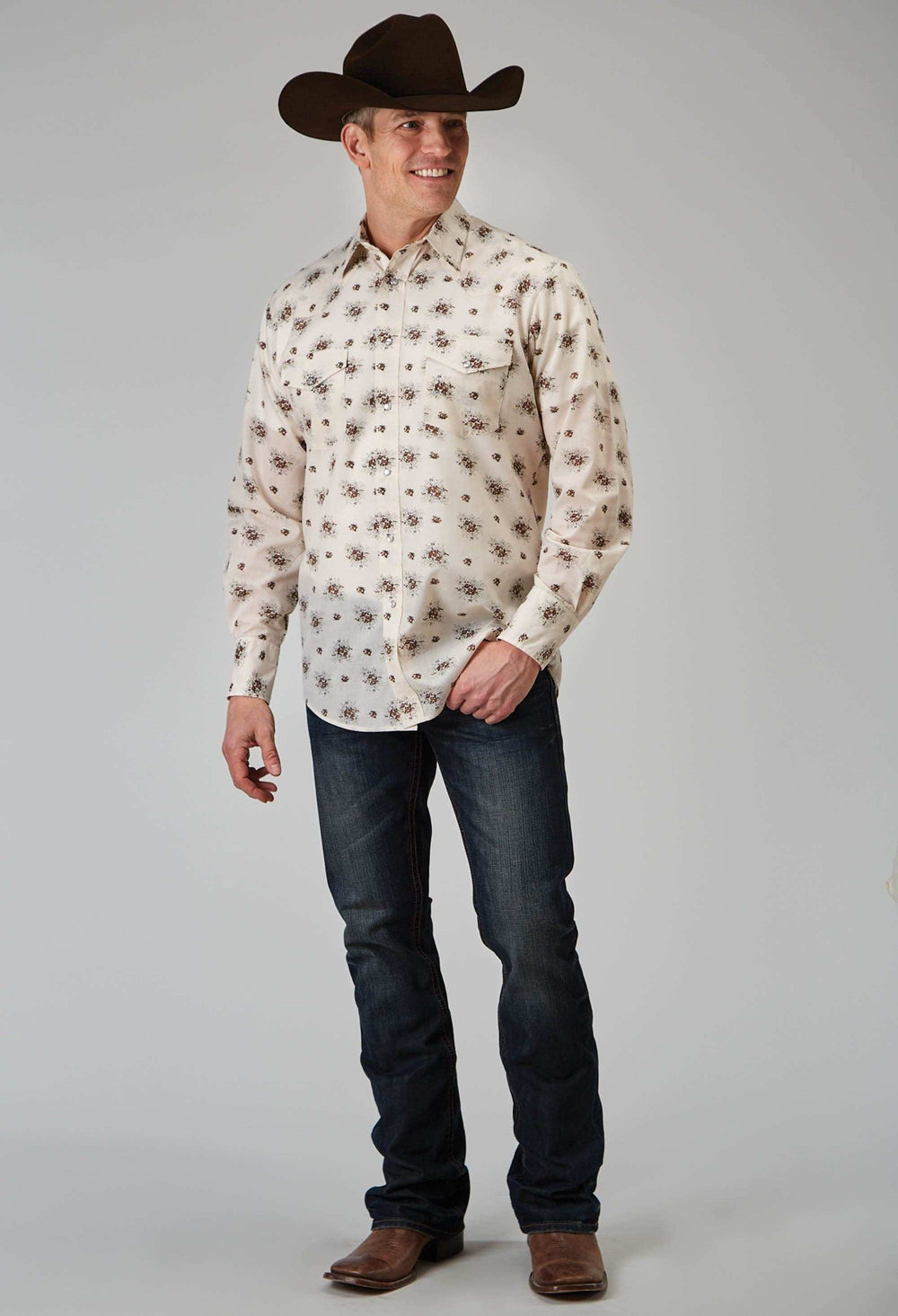 Roper Mens Long Sleeve Snap Vintage Floral Western Shirt Tall Fit - Roper - Flyclothing LLC