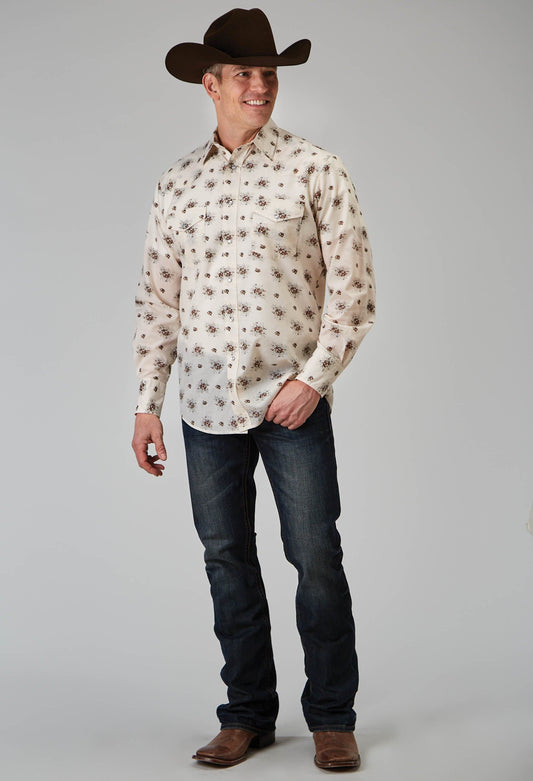 Roper Mens Long Sleeve Snap Vintage Floral Western Shirt Tall Fit - Roper