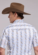 Mens Roper Floral Stripe Short Sleeve Snap Shirt