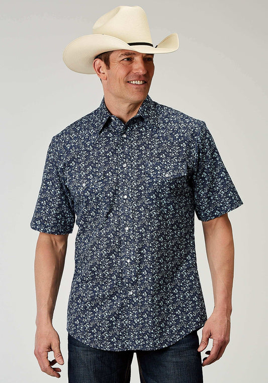 Roper Mens Short Sleeve Snap Ditsy Floral Print Western Shirt - Roper - Flyclothing LLC