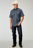 Roper Mens Short Sleeve Snap Ditsy Floral Print Western Shirt - Roper