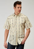 Roper Mens Short Sleeve Snap Floral Stripe Western Shirt - Roper