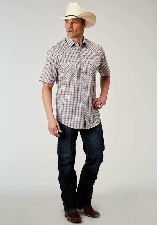 Roper Mens Short Sleeve Snap Vintage Plaid Western Shirt - Roper - Flyclothing LLC