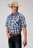 Roper Mens Short Sleeve Snap Americana Plaid Western Shirt - Roper