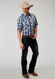 Roper Mens Short Sleeve Snap Americana Plaid Western Shirt - Roper