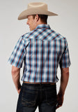 Roper Mens Short Sleeve Snap Americana Plaid Western Shirt - Roper