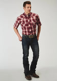 Roper Mens Short Sleeve Snap Red Plaid Western Shirt - Roper