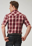 Roper Mens Short Sleeve Snap Red Plaid Western Shirt - Roper