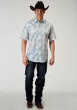 Roper Mens Short Sleeve Snap Multi Plaid Western Shirt - Roper