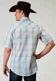 Roper Mens Short Sleeve Snap Multi Plaid Western Shirt - Roper