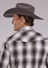 Roper Mens Gray Black And White Plaid Short Sleeve Snap Western Shirt - Roper - Flyclothing LLC