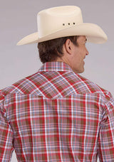 Roper Mens Brown Red And Blue Plaid Short Sleeve Snap Western Shirt - Roper - Flyclothing LLC