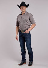 Mens Roper Double Diamonds Tone On Tone Short Sleeve Snap Shirt