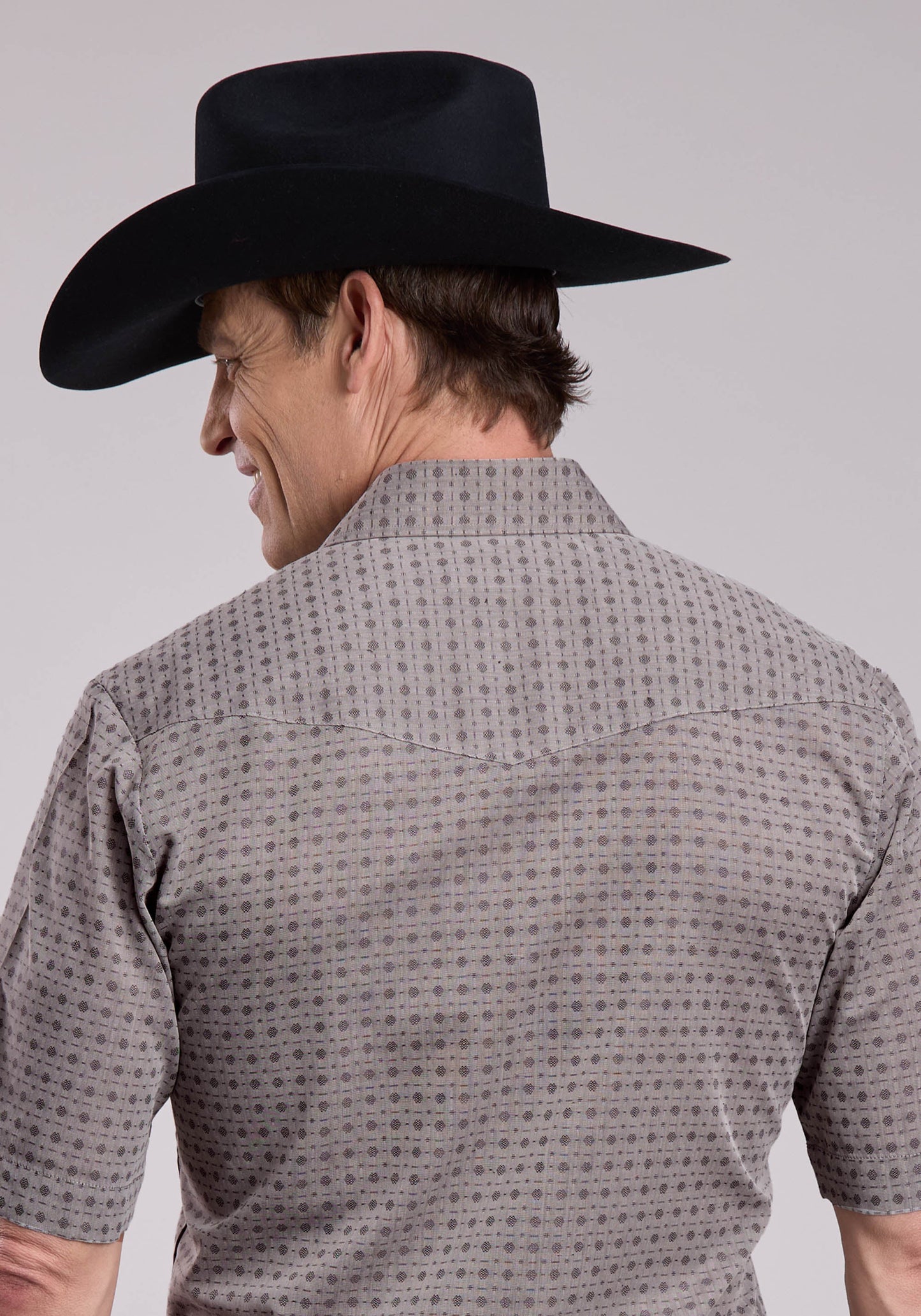 Mens Roper Double Diamonds Tone On Tone Short Sleeve Snap Shirt