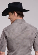 Mens Roper Double Diamonds Tone On Tone Short Sleeve Snap Shirt