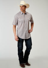 Roper Mens Short Sleeve Snap Vintage Plaid Western Shirt Tall Fit - Roper