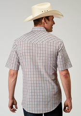 Roper Mens Short Sleeve Snap Vintage Plaid Western Shirt Tall Fit - Roper