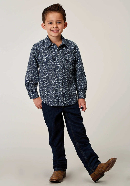 Roper Boys Long Sleeve Snap Ditsy Floral Print Western Shirt - Roper - Flyclothing LLC