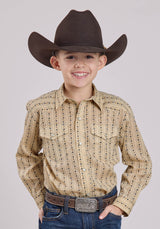 Roper Boys Long Sleeve Snap Wallpaper Floral Print Western Shirt
