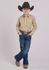 Roper Boys Long Sleeve Snap Wallpaper Floral Print Western Shirt