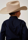 Roper Boys Long Sleeve Snap Solid Broadcloth Deep Navy Western Shirt - Roper