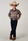 Roper Boys Long Sleeve Snap Border Stripe Western Shirt - Roper