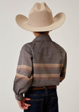 Roper Boys Long Sleeve Snap Border Stripe Western Shirt - Roper