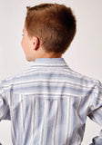 Roper Boys Long Sleeve Snap Blue Stripe Western Shirt - Roper