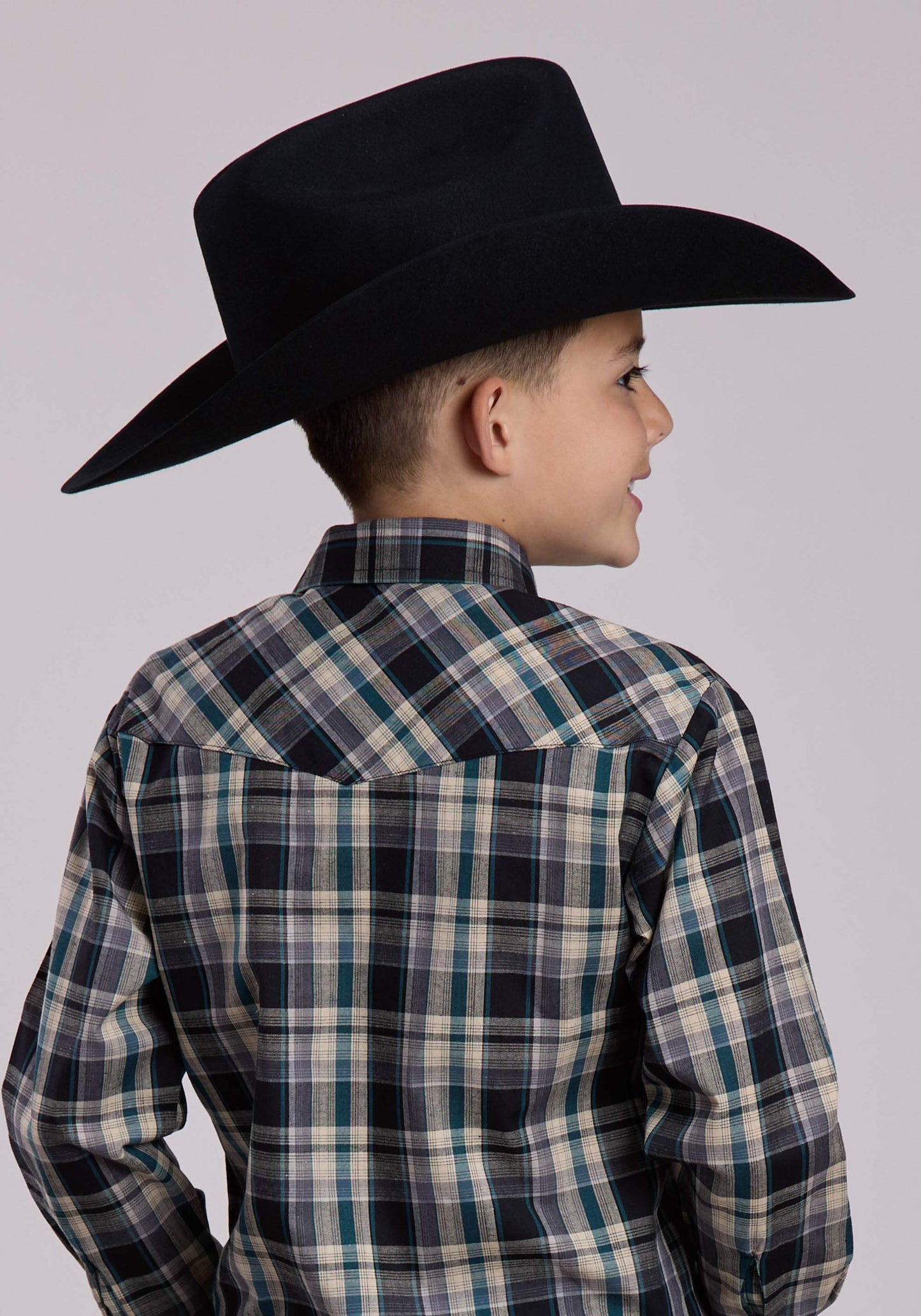 Roper Boys Long Sleeve Snap Forrest Black Tan Plaid Western Shirt - Roper - Flyclothing LLC