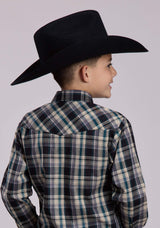 Roper Boys Long Sleeve Snap Forrest Black Tan Plaid Western Shirt - Roper - Flyclothing LLC