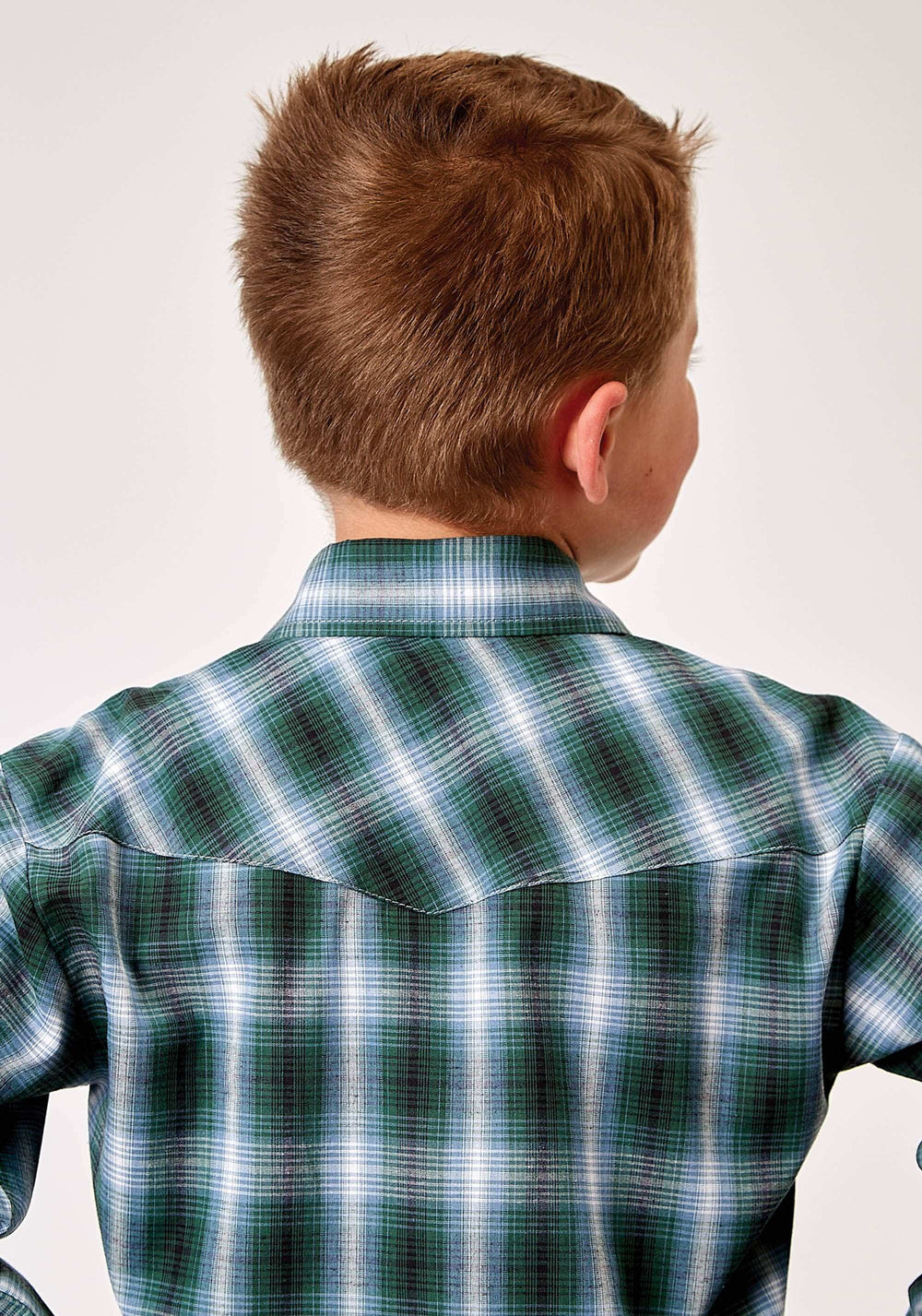 Roper Boys Long Sleeve Snap Ocean Plaid Western Shirt - Roper - Flyclothing LLC
