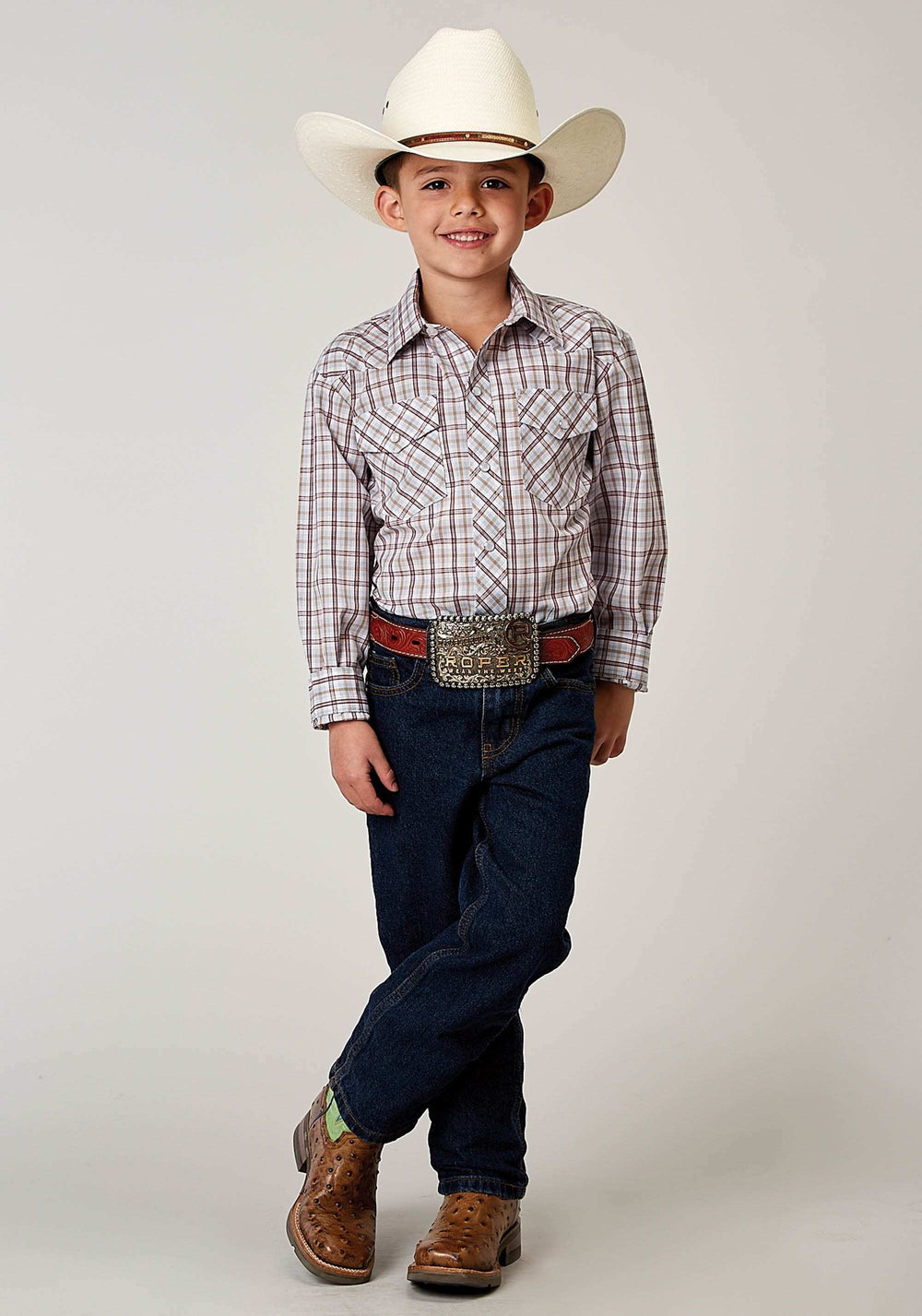 Roper Boys Long Sleeve Snap Vintage Plaid Western Shirt - Roper - Flyclothing LLC