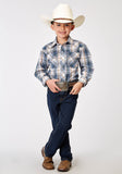Roper Boys Long Sleeve Snap Madras Plaid Western Shirt - Roper