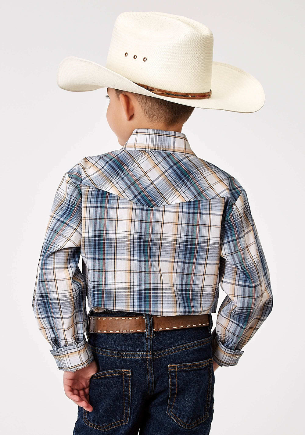 Roper Boys Long Sleeve Snap Madras Plaid Western Shirt - Roper - Flyclothing LLC