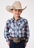 Roper Boys Long Sleeve Snap Americana Plaid Western Shirt - Roper