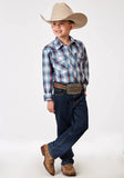 Roper Boys Long Sleeve Snap Americana Plaid Western Shirt - Roper