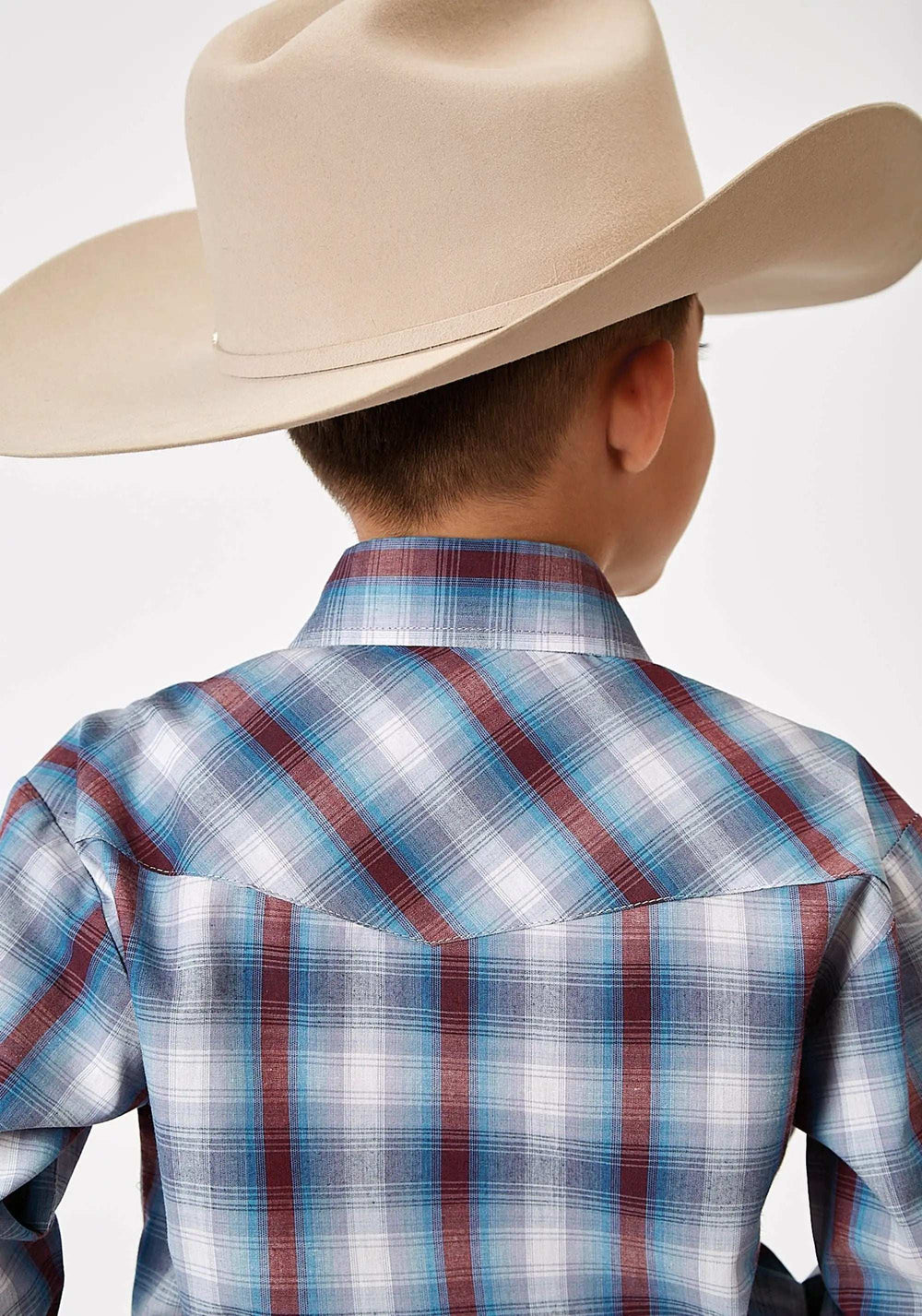 Roper Boys Long Sleeve Snap Americana Plaid Western Shirt - Roper - Flyclothing LLC