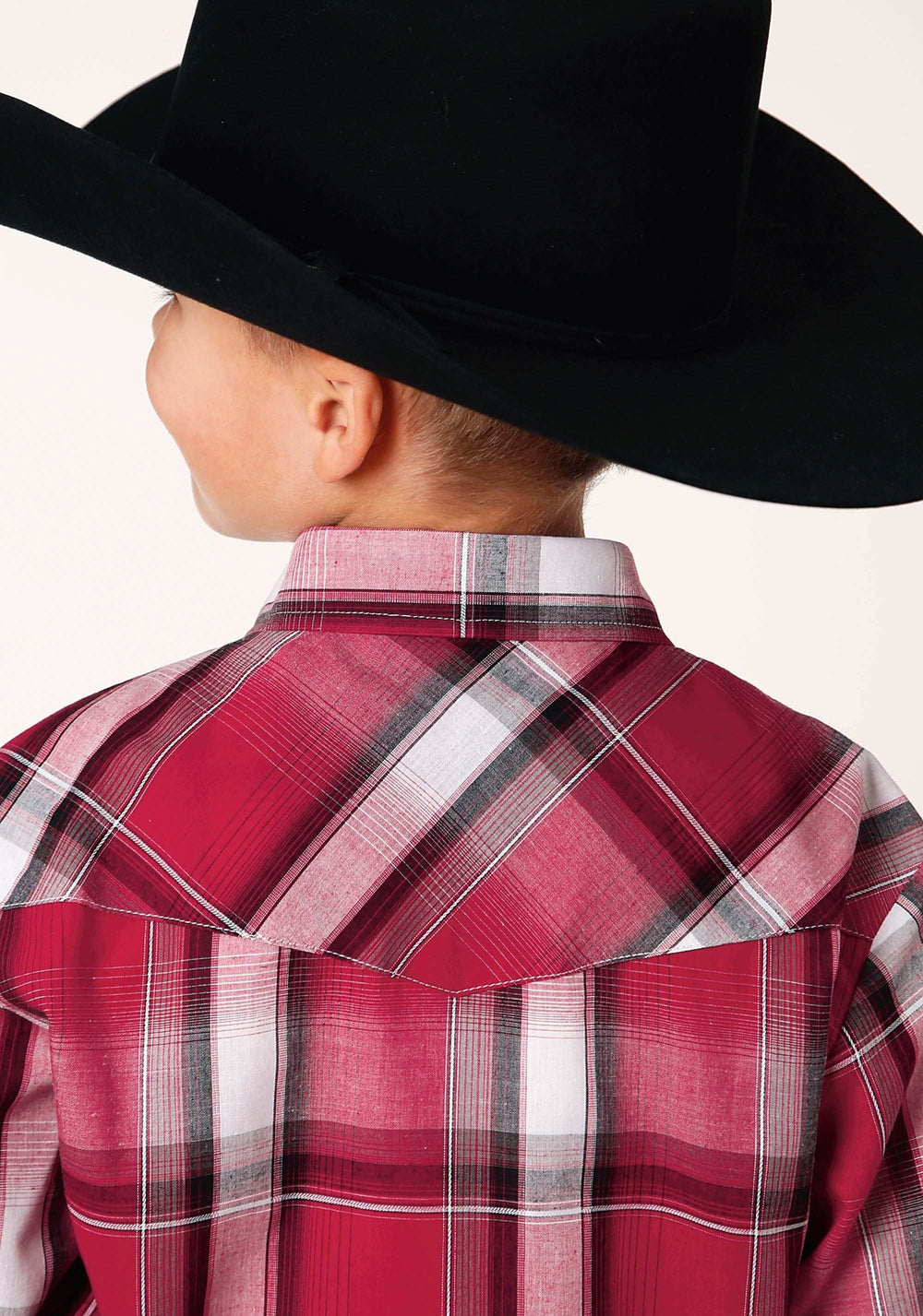 Roper Boys Long Sleeve Snap Red Black And White Plaid Western Shirt - Roper - Flyclothing LLC