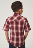 Roper Boys Short Sleeve Snap Red Plaid Western Shirt - Roper