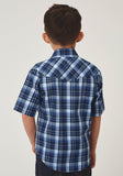 Roper Boys Short Sleeve Snap Midnight Plaid Western Shirt - Roper